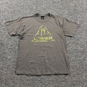Y2K 2000s Upper Playground Camo‎ Walrus Logo Graphic Grey T-Shirt Size Large